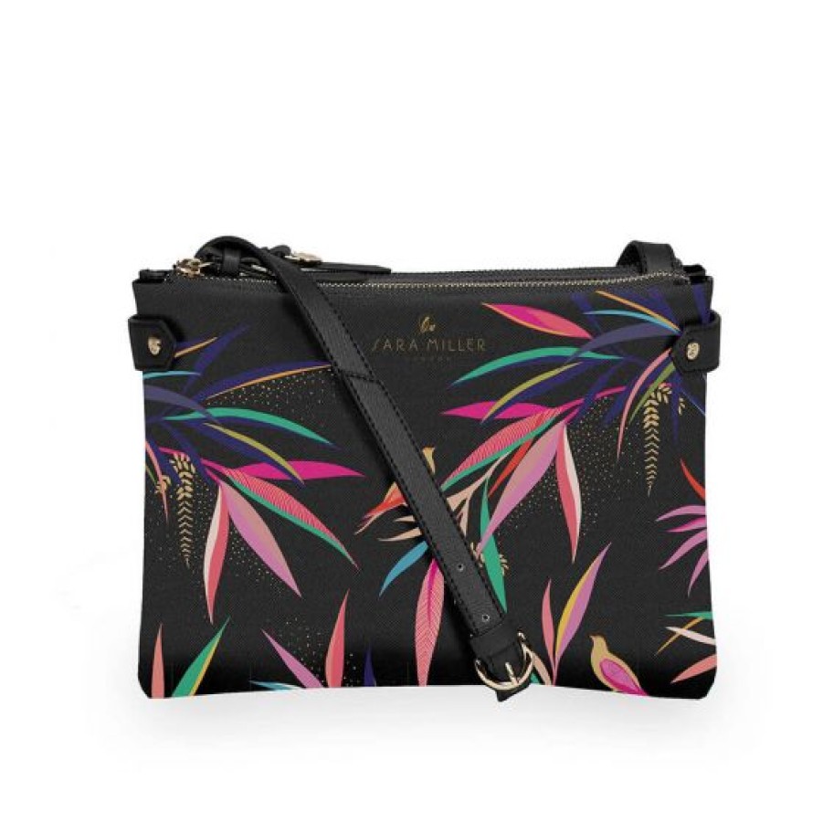 Bags Sara Miller London | Sara Miller Zip Shoulder Bag Black Bamboo