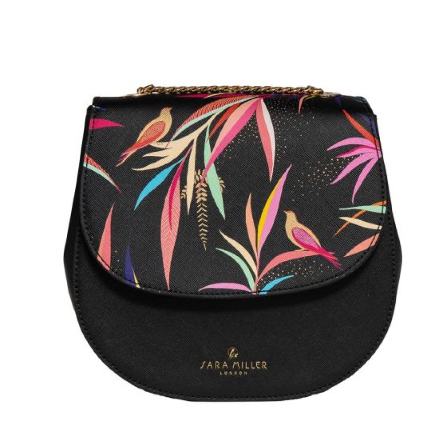 Bags Sara Miller London | Sara Miller London Black Bamboo Half Moon Crossbody