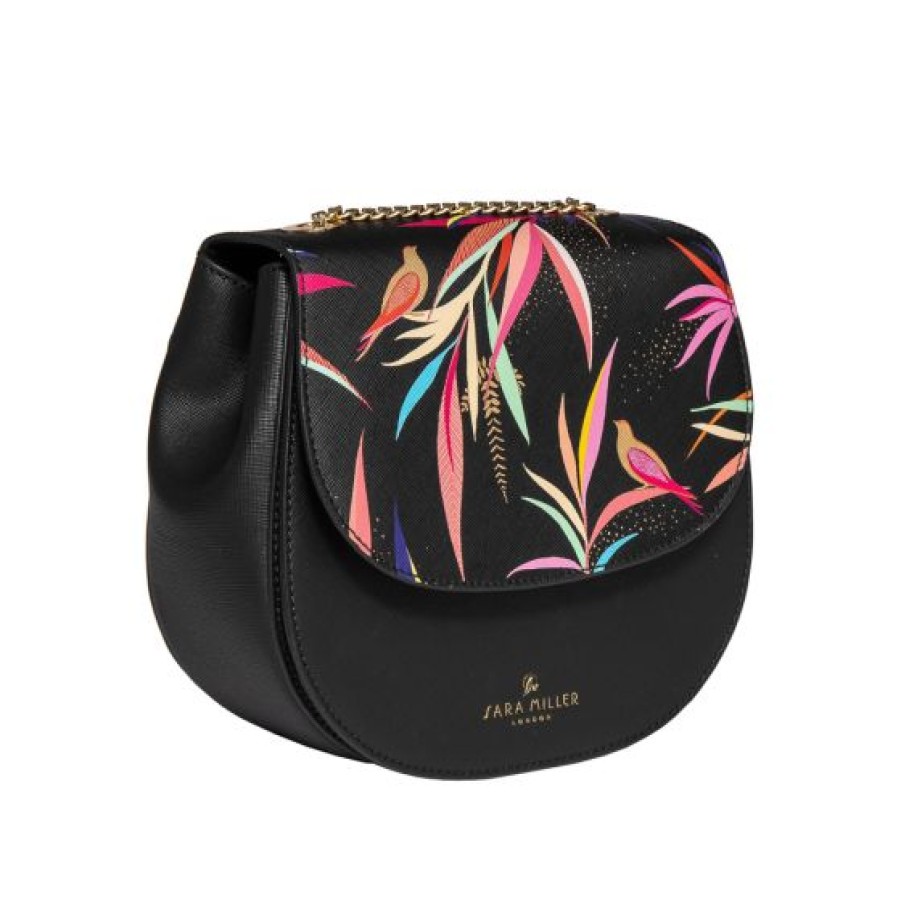 Bags Sara Miller London | Sara Miller London Black Bamboo Half Moon Crossbody