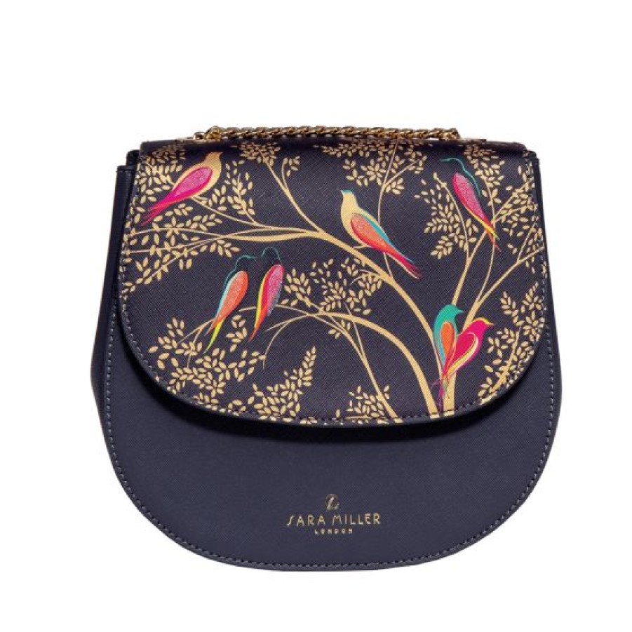 Bags Sara Miller London | Sara Miller London Blue Birds Half Moon Crossbody