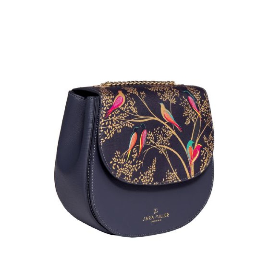 Bags Sara Miller London | Sara Miller London Blue Birds Half Moon Crossbody