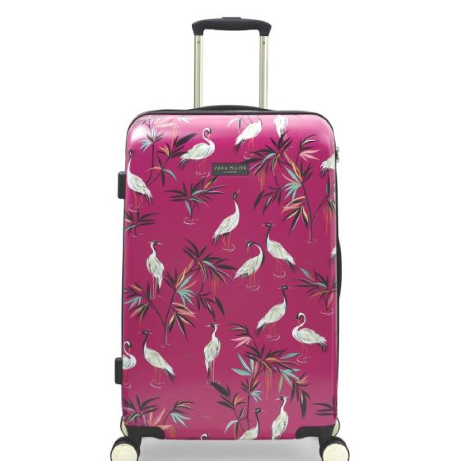 Luggage By Style Sara Miller London | Sara Miller Pink Heron M Trolley Suitcase