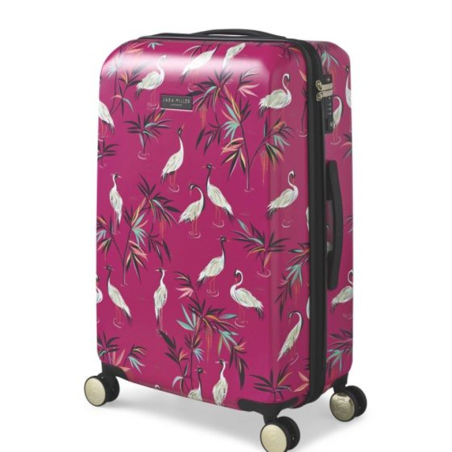 Luggage By Style Sara Miller London | Sara Miller Pink Heron M Trolley Suitcase