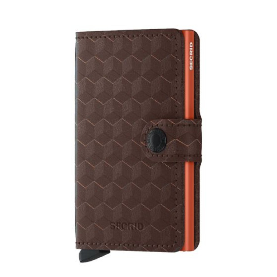 Best Selling Secrid | Secrid Mini Wallet Optical Leather Brown Orange