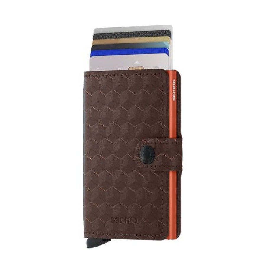 Best Selling Secrid | Secrid Mini Wallet Optical Leather Brown Orange